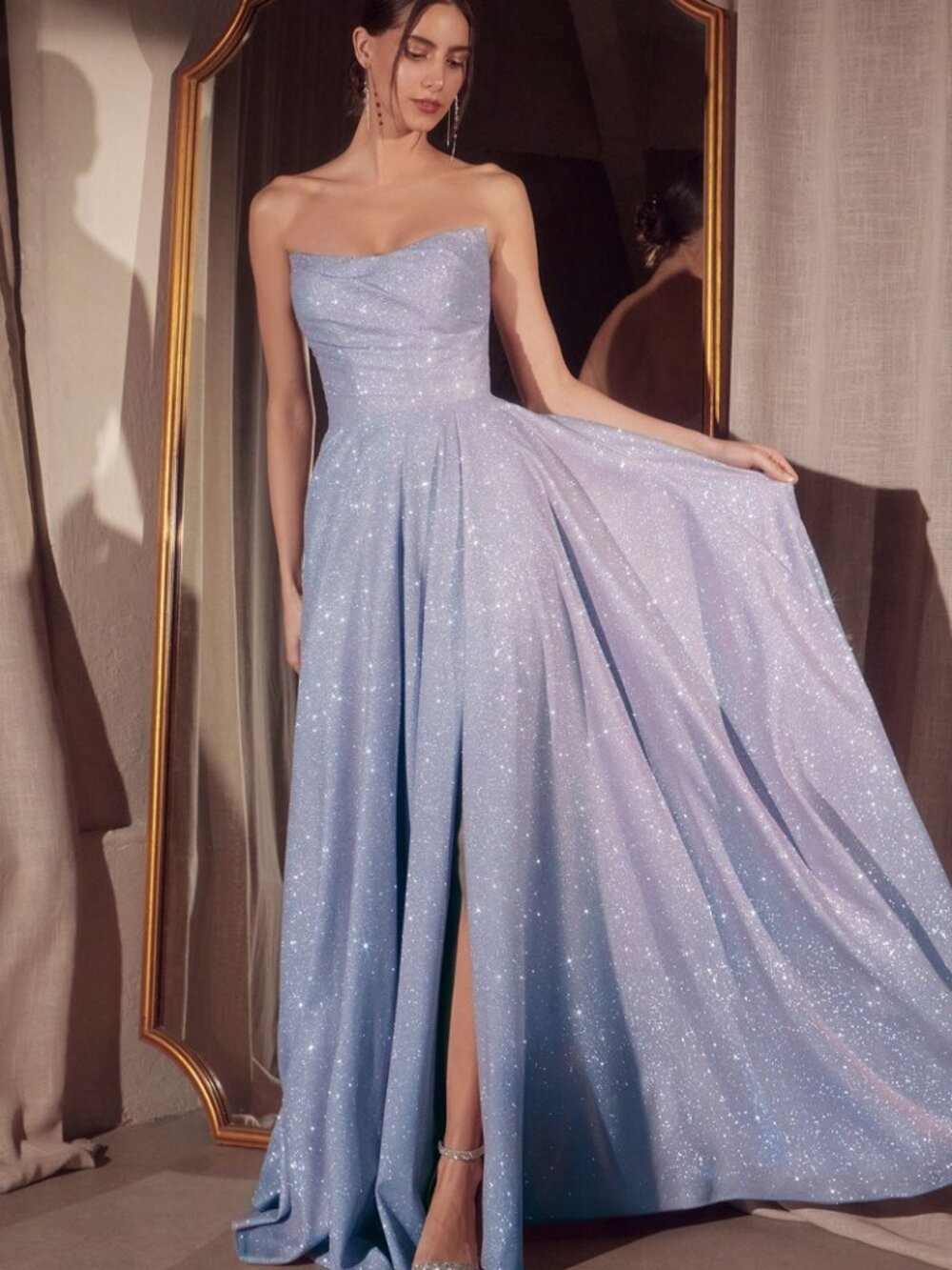NEW PARIS BLUE Evening Gown Floor Length Formal Elegant Stunning T701